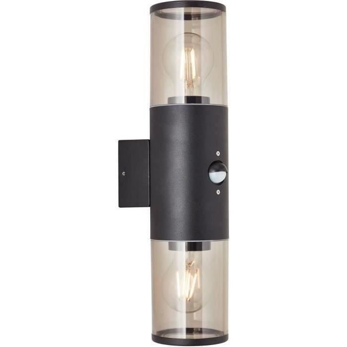 Sergioro Outdoor Applique 2L with detector, Depoli black, 2x27 20W, bulb not included