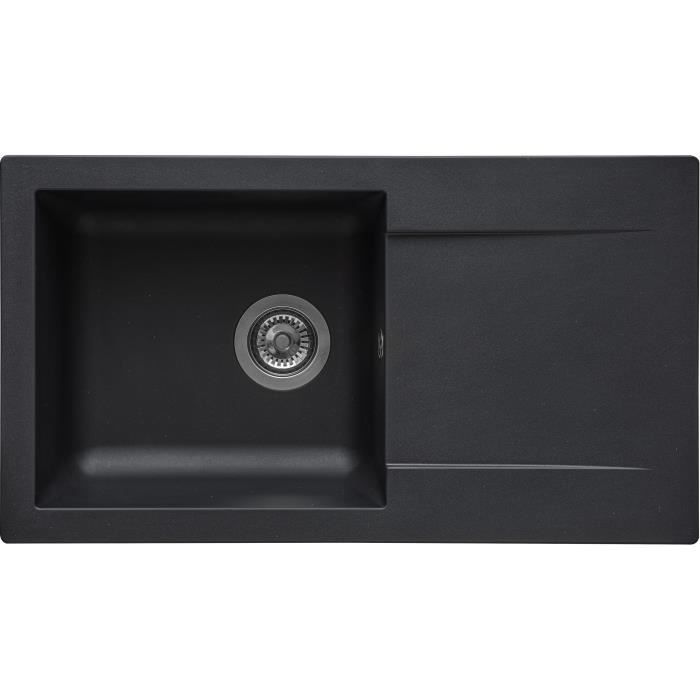 Stradour Sink to Einna Einna, in SMC Black Slope - 06, 1 Bac, Dim. 78 * 43.5 cm, Manual emptying