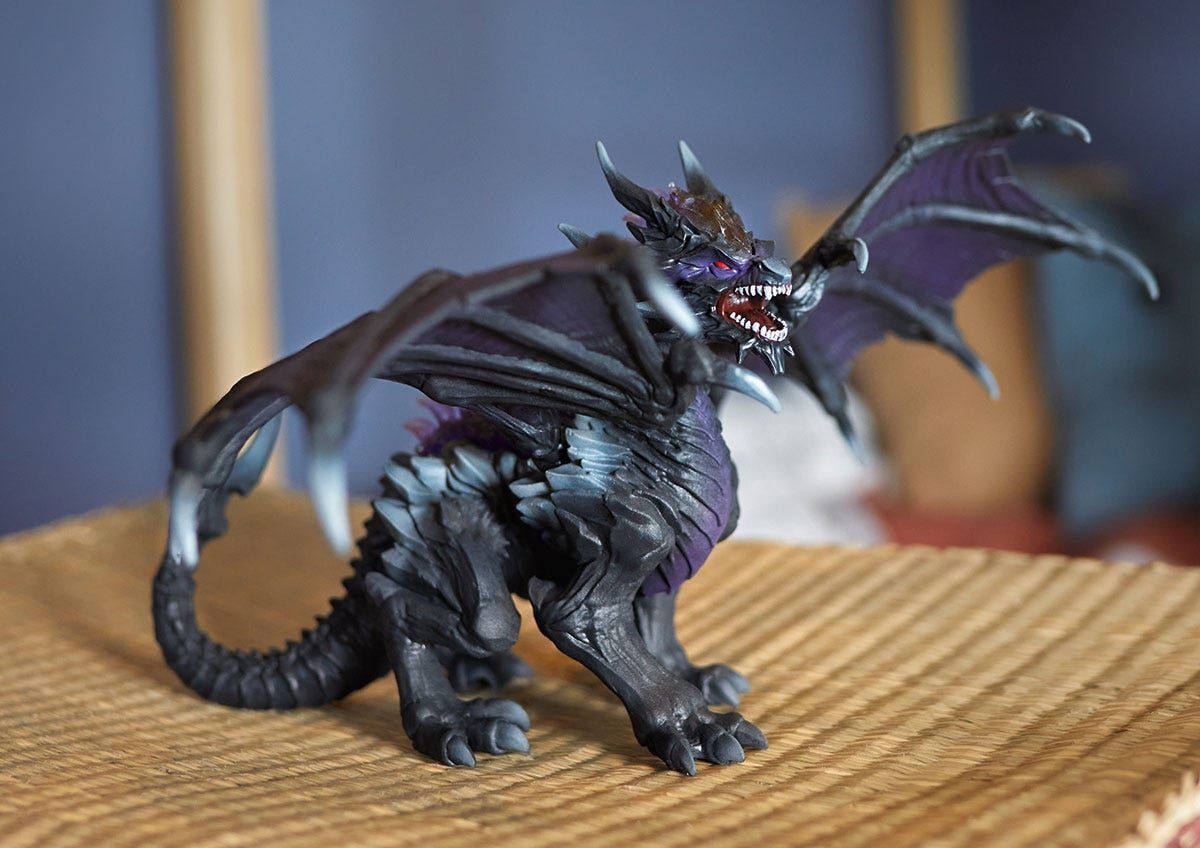 Dark Dragon Figure - Ultra-Realistic and Durable Toy Dragon with Movable Wings - Gift for Boys and Girls Ages 7