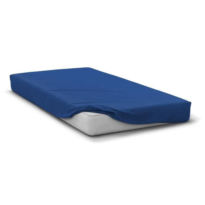 Fitted sheet - HOME LINGE PASSION - HP71767 - 140 x 190 cm + 30 cm bonnet - Microfiber - 82 g - Blue