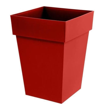 EDA Tuscan Mid-High Square Flower Pot - 39 x 39 x H 53 cm - 51 L - Ruby Red