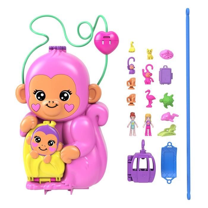 Polly Pocket - Mommy Monkey and Baby - 2 Mini-Figures Set HWP04