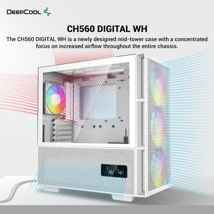 PC case without power supply - DEEPCOOL CH560 DIGITAL (White) - Mid-tower - E-ATX format