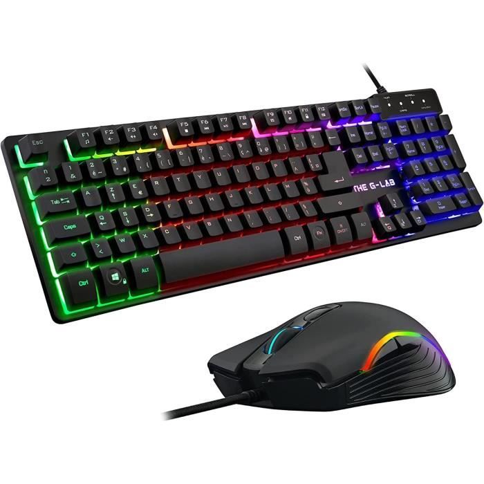 Combo KRYPTON - THE G-LAB - Retro Wired Gaming Keyboard and Mouse Pack - RGB Lighting