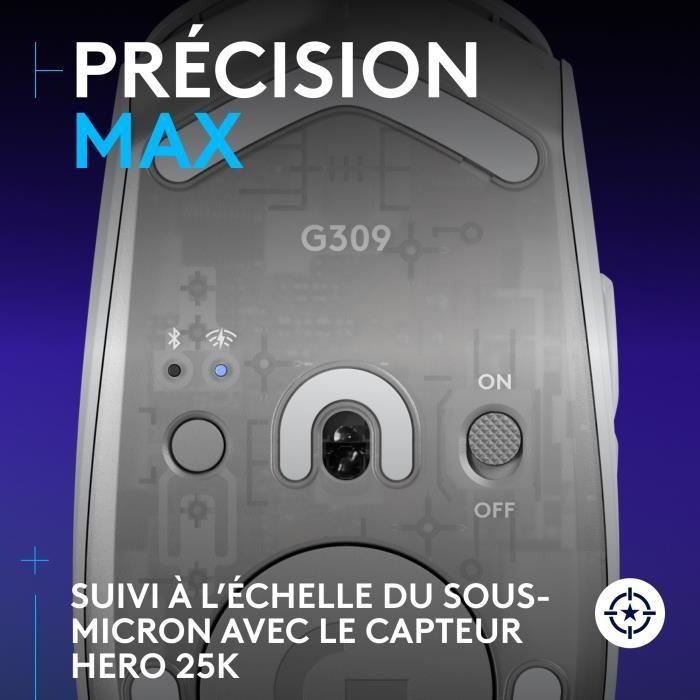 Logitech G309 LIGHTSPEED Wireless Mouse, Lightweight, LIGHTFORCE Hybrid Switches, HERO 25K Sensor - White