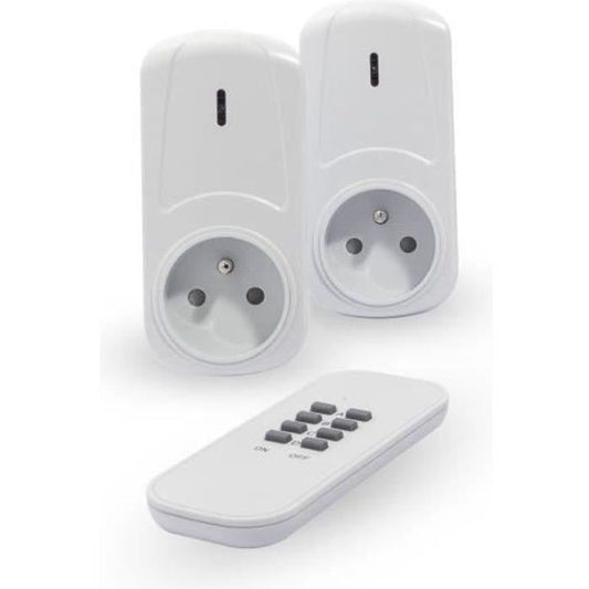 Chacon kit of 2 on/off remote -controlled sockets with remote control