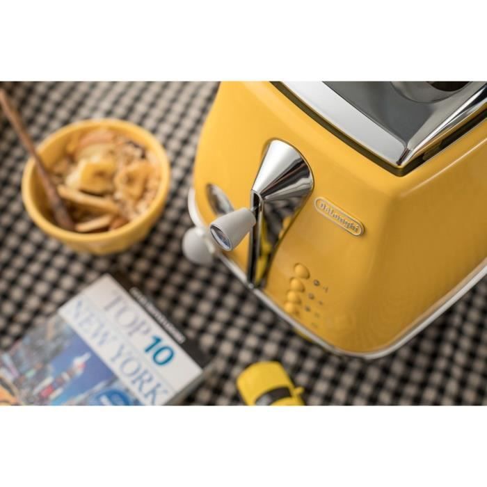 DELONGHI ICONA CAPITALS Toaster 2 slices - 900W - 3 function toaster - Pastry warmer included - Yellow