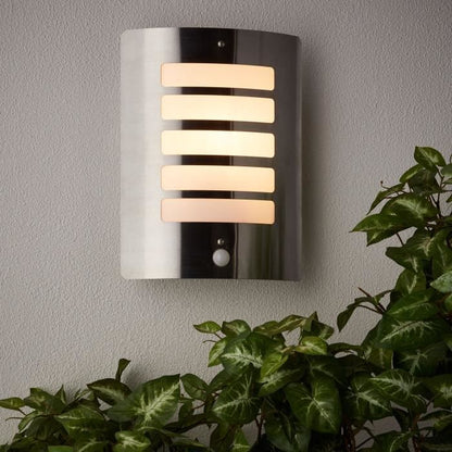 TODD-Outdoor Wall Lamp with Detector H29cm Brilliant Silver
