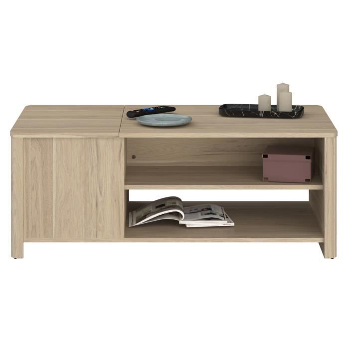 BETTY rectangular coffee table - In particle board covered with paper - Oak decor - Classic - L110 x H42 x D60 cm