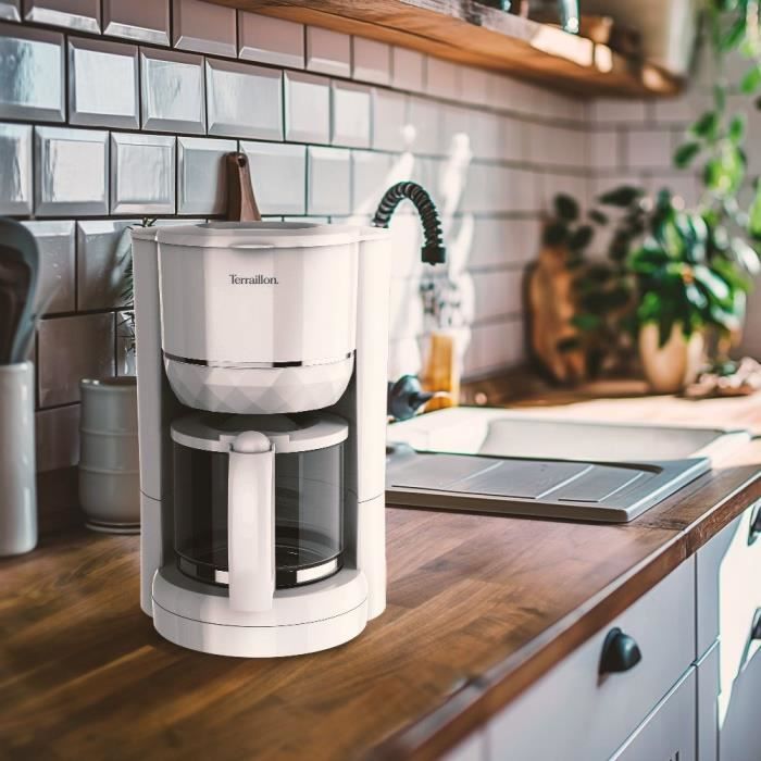 Filter coffee maker  TERRAILLON - 15353 DIAMANT White - 1.25L - 980W - Glass jug - Keep warm