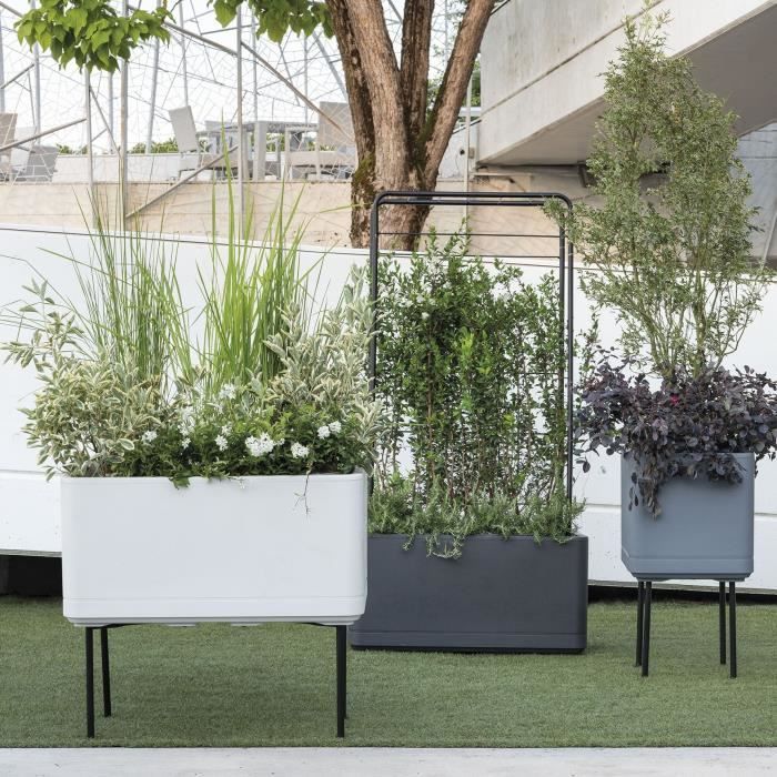 Cube Flower Pot - DEROMA - Cosmo - Ashgrey - Self-Watering - Casters - 38 cm