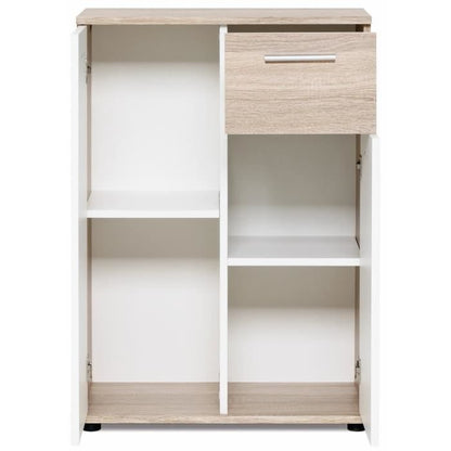 Jacky Small Buffet Storage Cabinet - Matted White and Sonoma Chene - Classic - L 60 cm