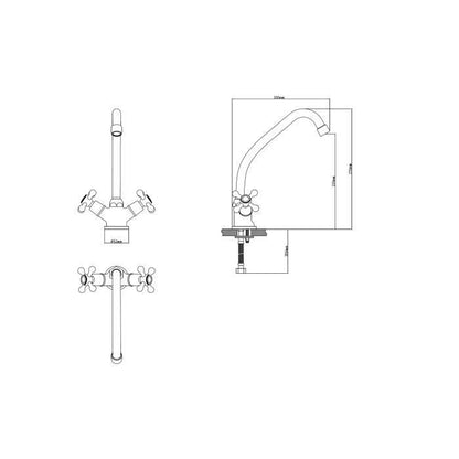 ROUSSEAU Beverly kitchen mixer tap - without handshower - aged bronze