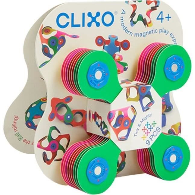 Tiny & Mighty CLIXO - GIPSY TOYS - Flexible, durable and imaginative magnetic construction set - 9 pieces - Ages 4 and up