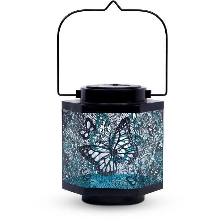 Solar lantern - GARDEN ID Papillon - Ø13 h15 cm - Autonomy 8h - Switch - Rechargeable AAA battery.
