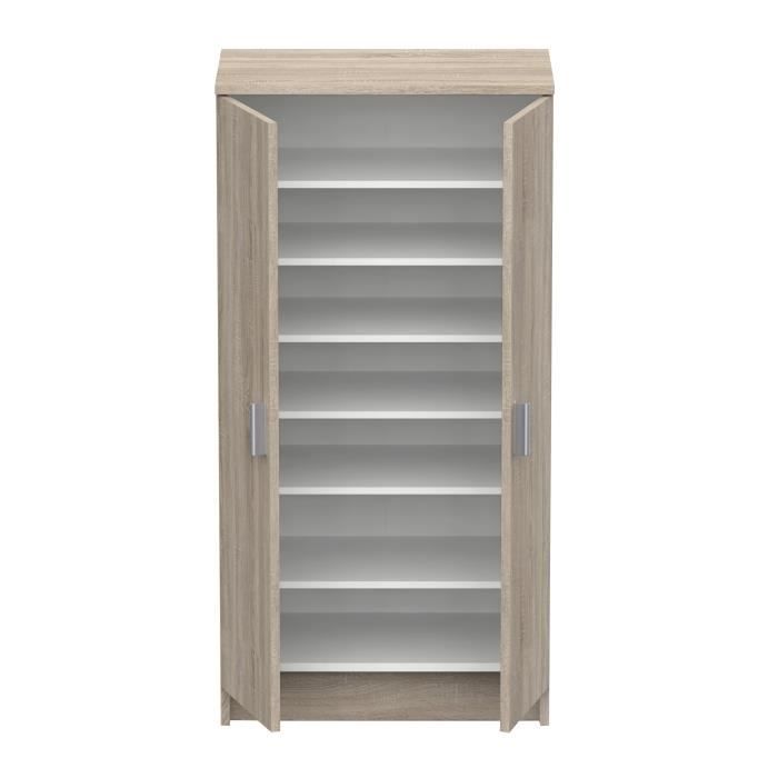 SHoeS Contemporary style shoe cabinet in brushed oak and pearl white - L 54,6 cm
