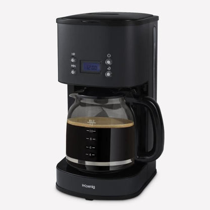 Programmable coffee maker - HKoeNIG - MG32 - 1.5 L (12 cups) - 1000 W - LCD screen - Keep warm - Black and stainless steel