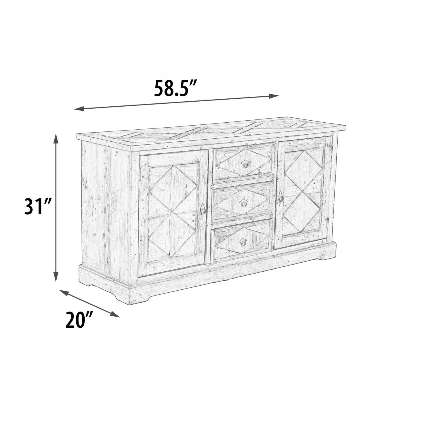 Inverness Farmhouse Diamond Sideboard Buffet