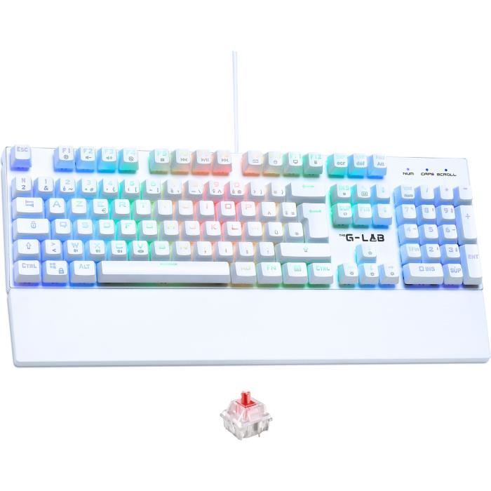 Gaming Keyboard - The G-Lab - KEYZ RUBIDIUM - Mechanical (Red Switch) - Wrist Rest - RGB - Wired - Azerty - White