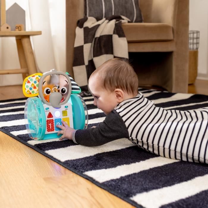 BABY EINSTEIN Little Elephant Rolling Toy, Music and Lights, Interactive and Multilingual, Motor Skills Development
