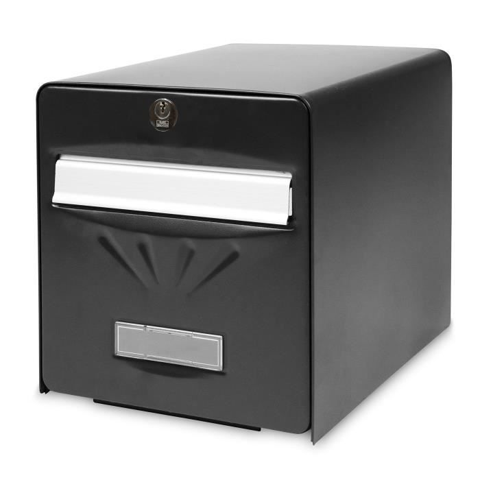 BURG WACHTER Galvanized Seaside Letterbox - Glass Back Door - Black