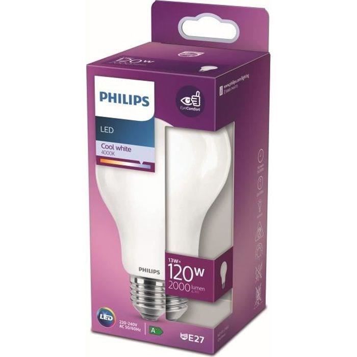 Philips LED Equivalent 120W E27 White Cold Non -Dimmable, Glass