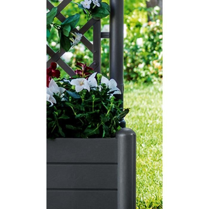 ITALIA square flower box with trellis - 30L - Plastic - Anthracite