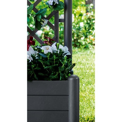 ITALIA square flower box with trellis - 30L - Plastic - Anthracite