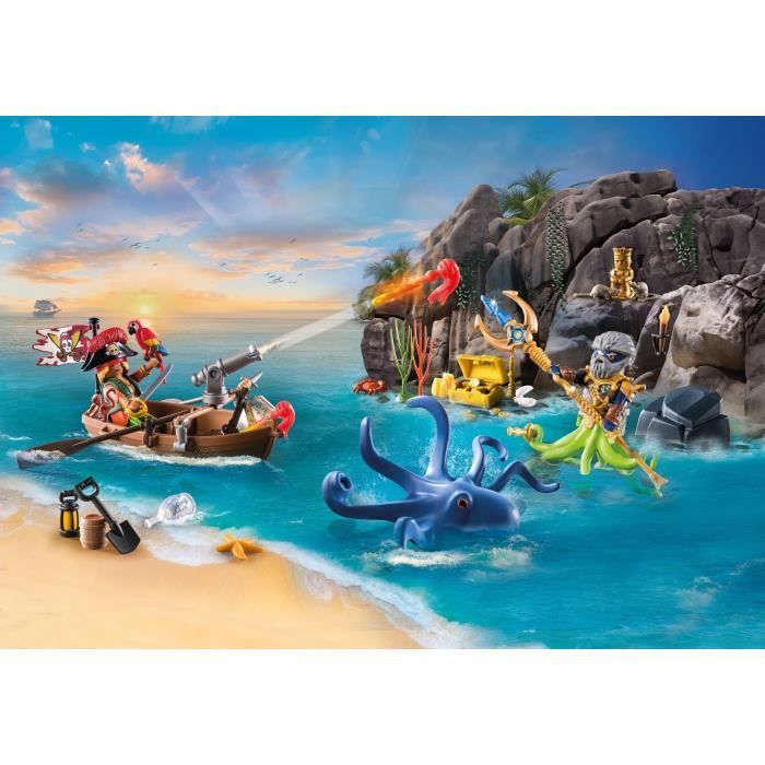 PLAYMOBIL 71636 Pirate Advent Calendar, 24 surprises, 98 pieces, Ages 4 and up