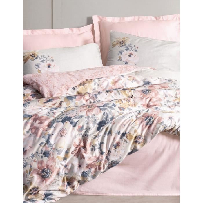 Bedding set - 1 duvet cover 220 x 240 cm + 2 pillowcases 60 x 60 cm - 100% cotton satin - Powder