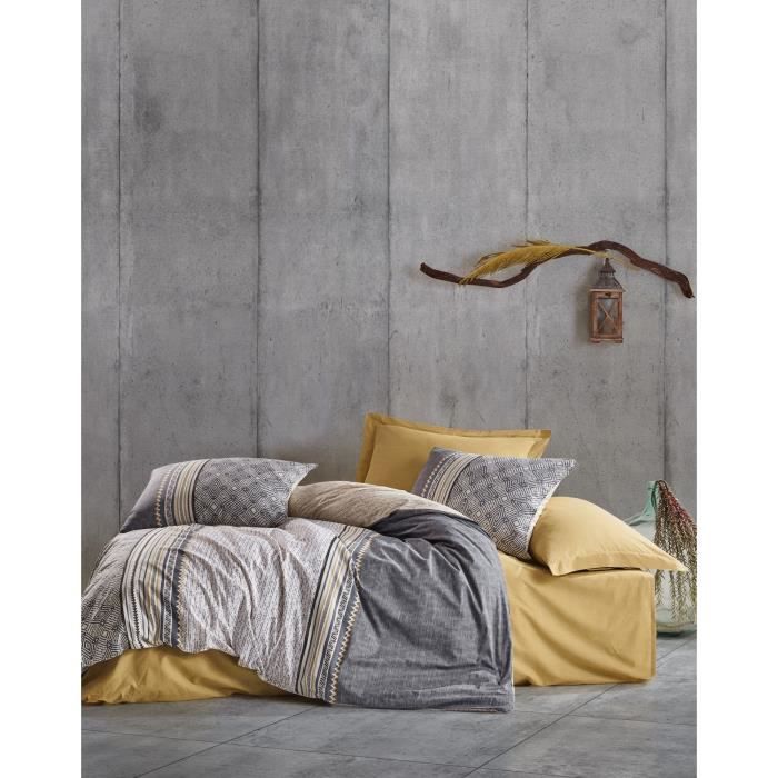Bedding set - 1 duvet cover 220 x 240 cm + 2 pillowcases 60 x 60 cm - 100% cotton - Grey