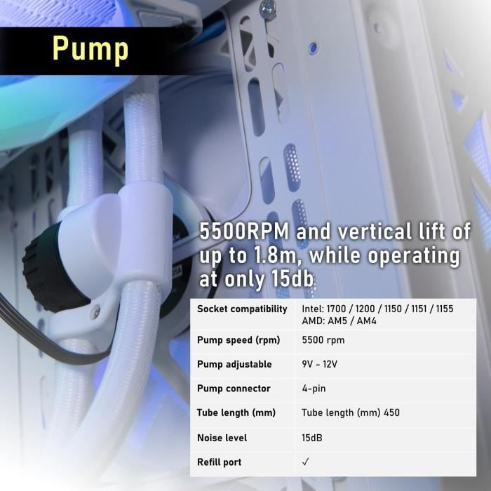 BITFENIX Cube AIO 360 (White) - Watercooling AIO - 3x120mm