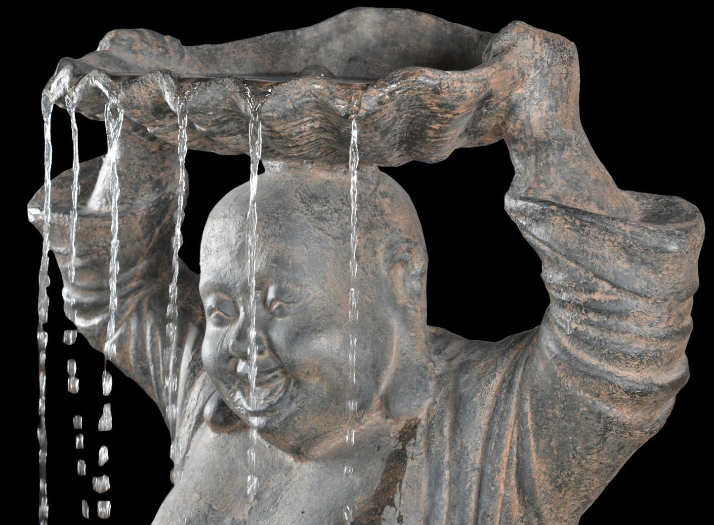 Happy Buddha Fountain Black Earthy w Pump