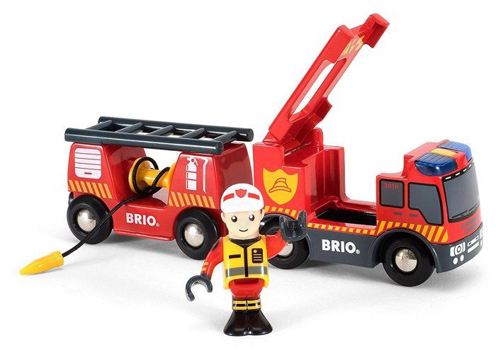 BRIO World - 33811 - Fire Truck Sound And Light - Wooden Toy