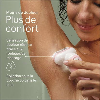 Electric epilator - BRAUN - Silk-épil 9 - Easy hair removal - Long-lasting soft skin - 9-030 - White / Pink