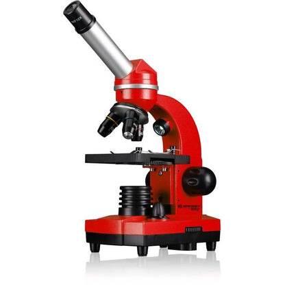 BIOLUX SEL - BRESSER JUNIOR student microscope - 40x-1600x magnification - experiment kit - red
