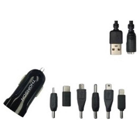 Charger + connector kit - THOMSON - AC charger - 12/24 V - 6 connectors - 2A - 1 m cable