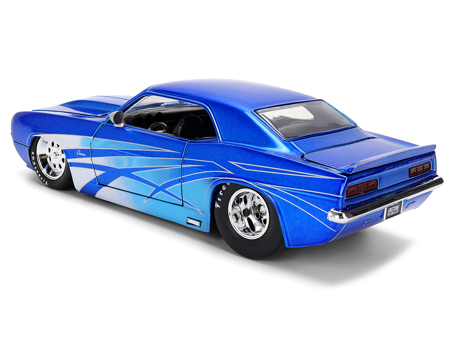1969 Chevrolet Camaro Candy Blue with Graphics "Bigtime Muscle" Series 1/24 Diecast Model Car by Jada