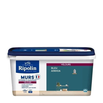 RIPOLIN Velvet Color Paint for Walls, Woodwork, Radiators - Ainhoa Blue