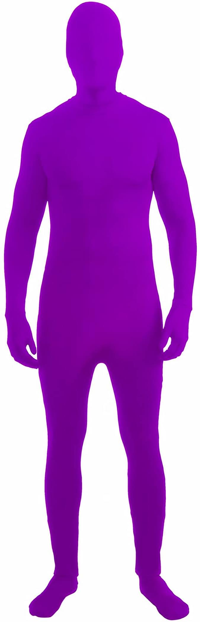 Disappearing Man Stretch Costume Jumpsuit Teen: Neon Purple One Size Fits Most