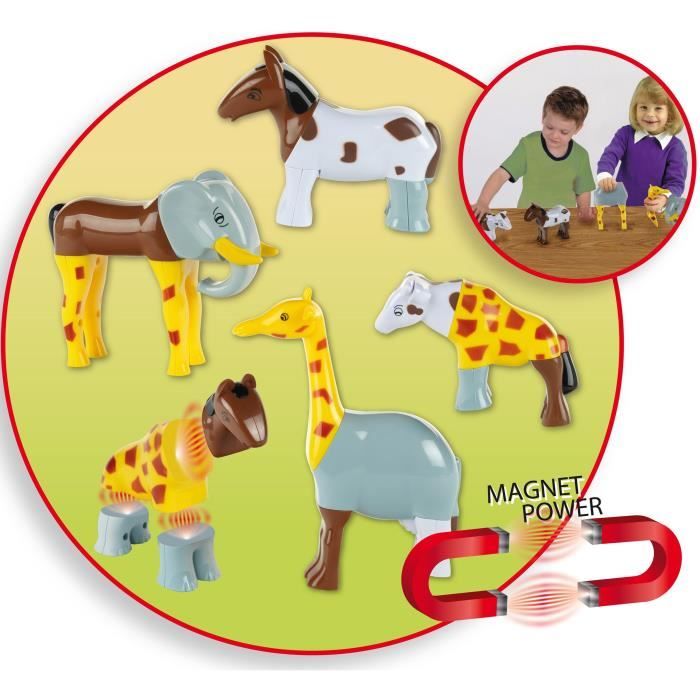 Magnetic Animals - KLEIN - 0071 - 4 Large Funny Animals Puzzle, Bag - 16 Pieces - From 12 Months