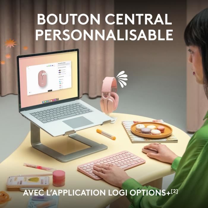 LOGITECH - Wireless mouse - Pebble Mouse 2 M350s - Pink - (910-007014)