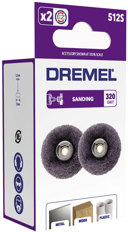 Set of 2 abrasive pads Dremel S512 (Ez Speedclic, Diameter 25mm, Grain 320)