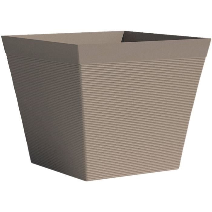 Square pot - GARDEN ID - Green Care Impact Taupe - 29 x 26 cm - 10-year guarantee - 100% recycled - UV/frost resistant