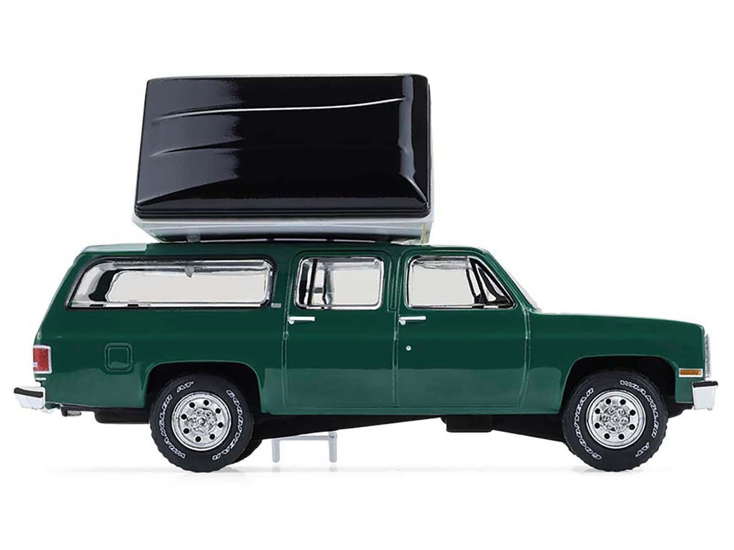 1990 Chevrolet Suburban Green with Modern Rooftop Camper "The Great Outdoors" Series 4 1/64 Diecast Model Car by Greenlight