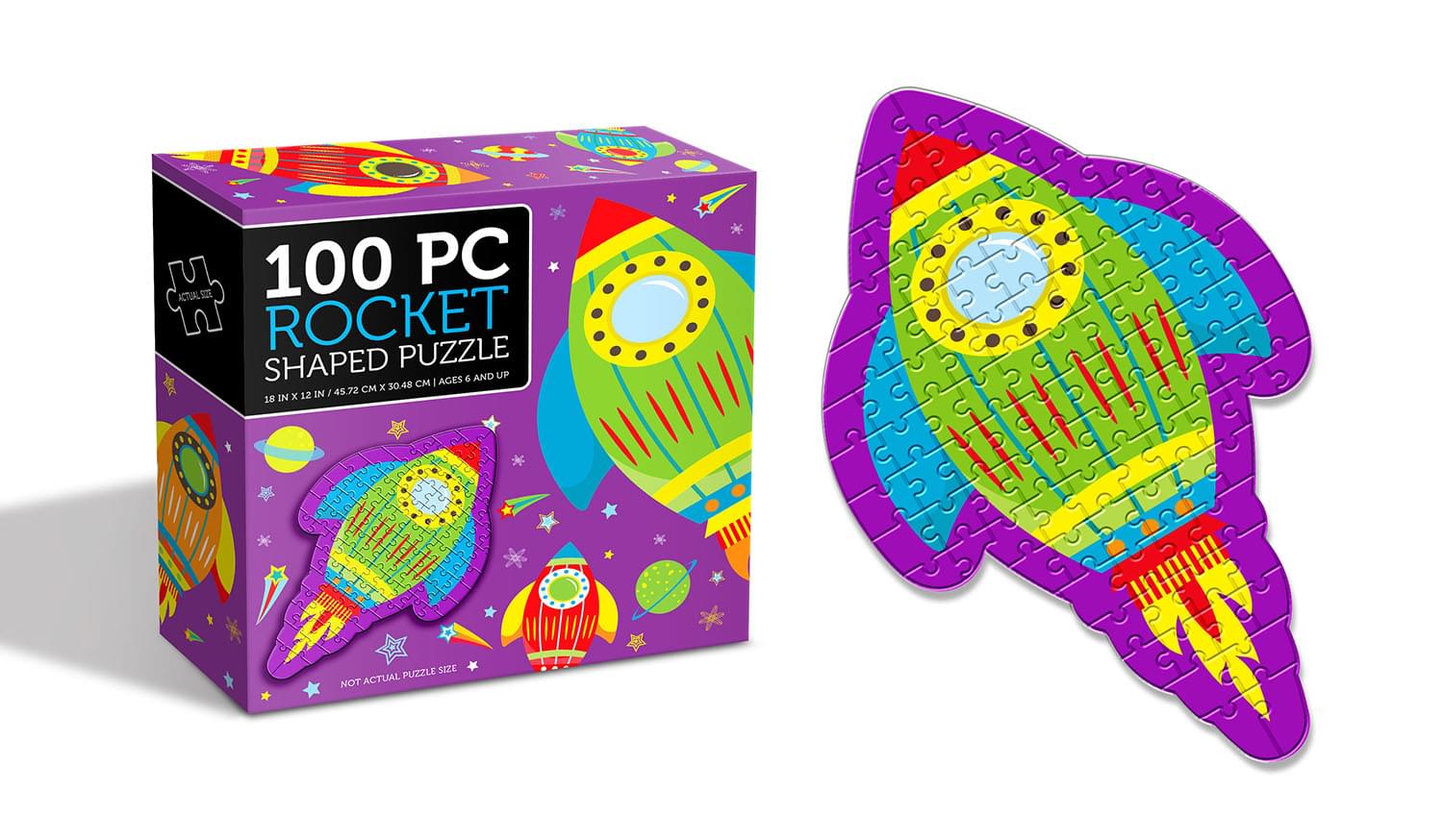 Rocket Ship Shaped 100 Piece Jigsaw Puzzle