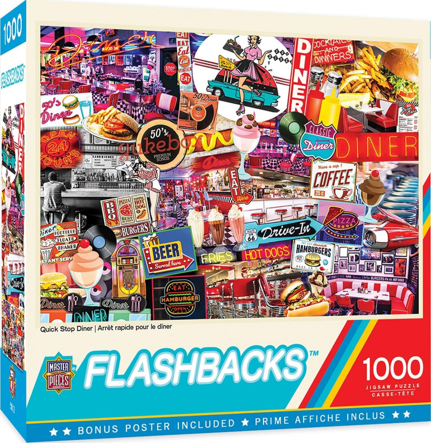 Flashbacks Quick Stop Diner 1000 Piece Jigsaw Puzzle