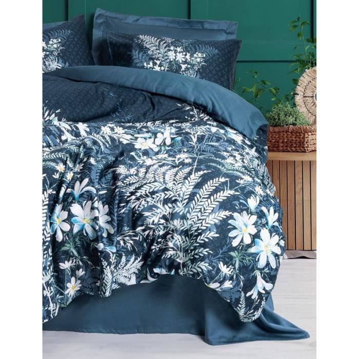 Bedding set - 1 duvet cover 220 x 240 cm + 2 pillowcases 60 x 60 cm - 100% cotton satin - Green
