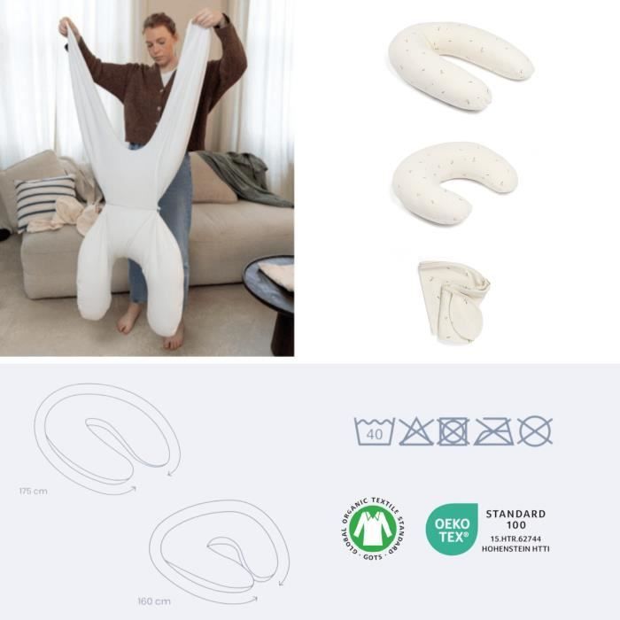 doomoo Twisty 2 in 1 Pregnancy & Nursing Pillow - Ultra Comfort - Ultra-fine Microbead Filling, Cream