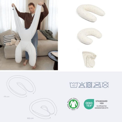 doomoo Twisty 2 in 1 Pregnancy & Nursing Pillow - Ultra Comfort - Ultra-fine Microbead Filling, Cream